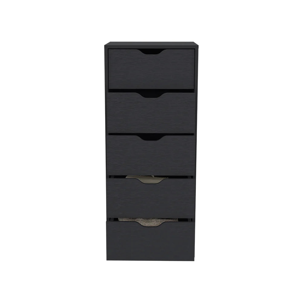 Dresser Kamran – Five-Drawer Narrow Storage Cabinet (Black Wengue Finish)