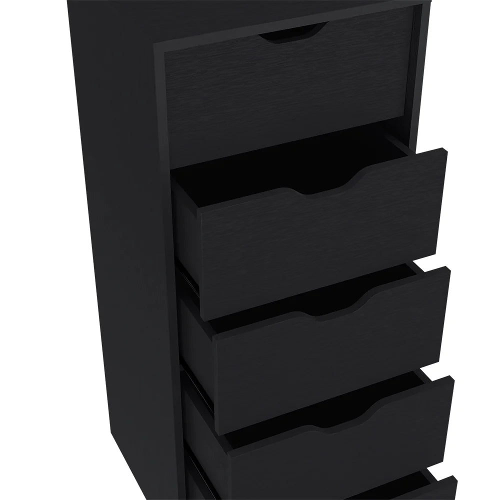 Dresser Kamran – Five-Drawer Narrow Storage Cabinet (Black Wengue Finish)