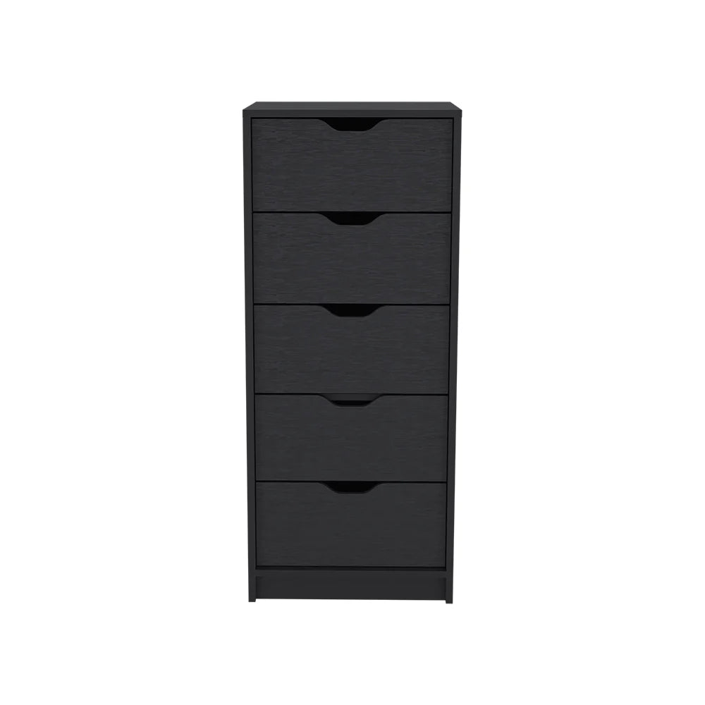 Dresser Kamran – Five-Drawer Narrow Storage Cabinet (Black Wengue Finish)