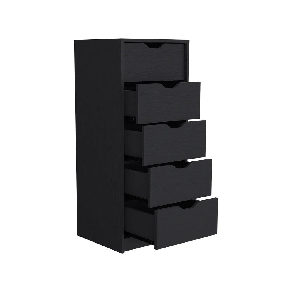 Dresser Kamran – Five-Drawer Narrow Storage Cabinet (Black Wengue Finish)