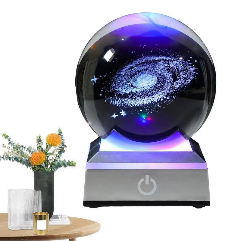 3D Crystal Ball Night Light Colorful Light Lamp Crystal Planet Solar System Galaxy Birthday Gift Glass Sphere Home Decoration