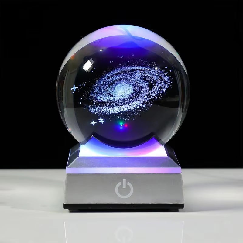 3D Crystal Ball Night Light Colorful Light Lamp Crystal Planet Solar System Galaxy Birthday Gift Glass Sphere Home Decoration