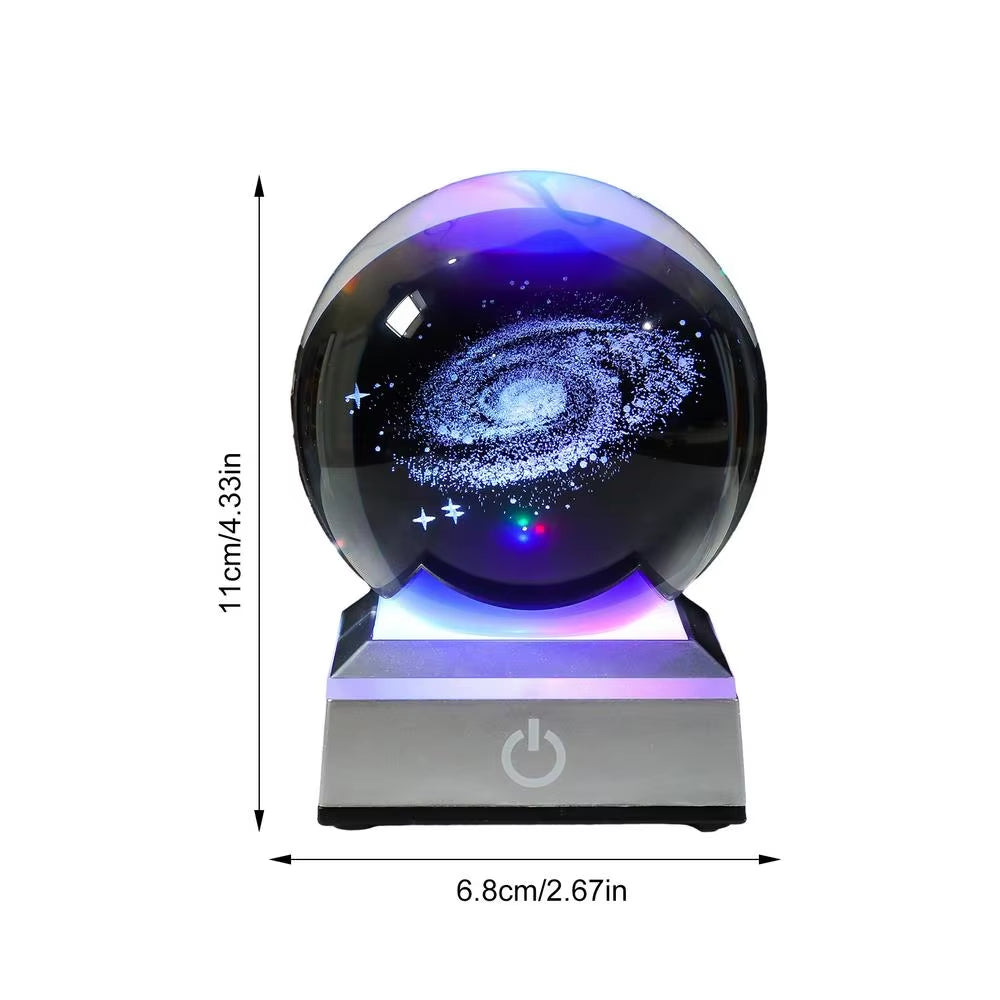 3D Crystal Ball Night Light Colorful Light Lamp Crystal Planet Solar System Galaxy Birthday Gift Glass Sphere Home Decoration